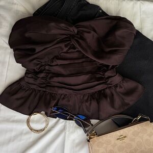 Brown Satin Top